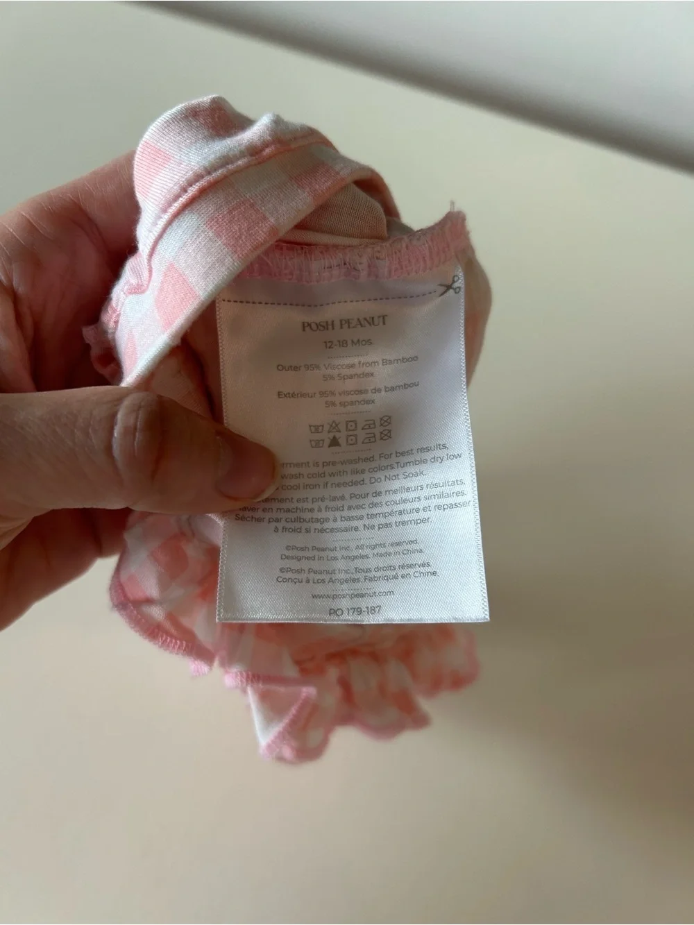 Posh Peanut Pink Gingham Ruffle Diaper Cover